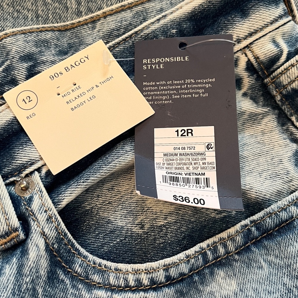 Universal Thread Mid-Rise Patchwork 90's Baggy Je… - image 9